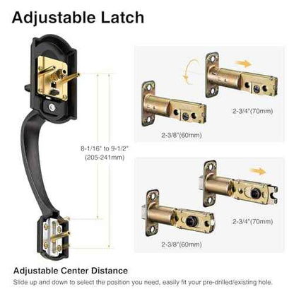 Front Door Handle No Lock, Entry Door Handle Exterior with Interior Reversible Handle Lever, Lower Half Grip, Single Cylinder, Door Handle Sets for Right Left Handed Door, Oil Rubbed Bronze