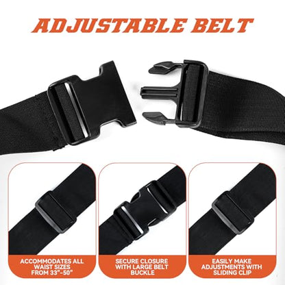 Ultra-Thick Men's Tool Belts Fits Waist 31¡±to 52¡± Adjustable Oxford Work Pouch with 15 Durable Pockets, Ideal for Repair & Electrical Work (Red, Extra Large)