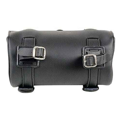 Milwaukee Leather SH62601 Black Small PVC Double Strap with Concho Windshield-Tool Bag - One Size