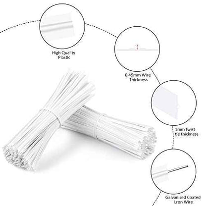500 Pcs Black Twist Ties, 5" Plastic Twist Ties for Bags, Household & Office Use