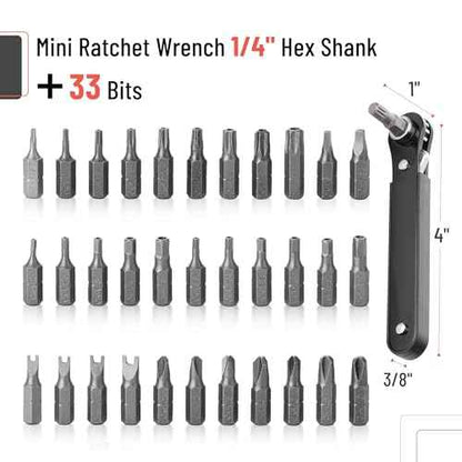 Bates Choice Tamper Proof Torx Bit Set, 13 Pieces Set, T4-T40, Torx Security Bit Set, Tamper-Proof Security with Mini Ratchet Wrench, 1/4-Inch Drive, 34-Piece