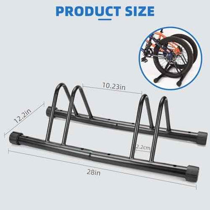 Metal Bike Storage Rack, Floor Stand for 3 Bicycles, Outdoor Loop Parking Holder for Garage, Shed (1 paragraph)