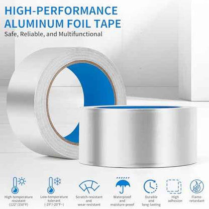 Thicker Silver Aluminum Foil Tape for Ductwork, 2-inch x 65 Feet, 3.9 mils High-Temperature Sealing & Patching, Heavy Duty HVAC Tape for Air Ducts Vents, Metal Repair, Exhaust Pipe, AC Dryer, Furnace