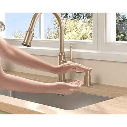 Lava Odoro Champagne Gold Soap Dispenser for Kitchen Sink, Modern Brass Built in Countertop Pump Dispenser with 18 Oz Refillable Bottle, Kitchen Soap Dispenser Spot-Free, Champagne Gold, KSD-21