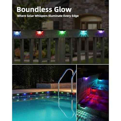 24 Pack Solar Fence Lights Outdoor RGB Solar Deck Lights Waterproof Led Step Lights for Outdoor Stairs, Step, Fence, Yard, Patio, and Pool(Color Changing)