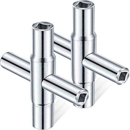 Honoson 2 Pieces 4 Way Sillcock Key 1/4", 9/32", 5/16", 11/32" Hose Bib Key Steel Sillcock Wrench Water Utility for Hose Bib Spigot Valve(Silver)