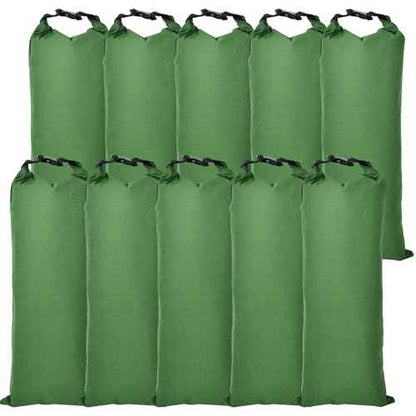 10Pcs Long Canvas Reusable Flooding Sandbags with Insert Buckle. Easy Handle Flood Protection Barrier for Home Door Window Basement Garage Floor Flood Control - 11"x28"