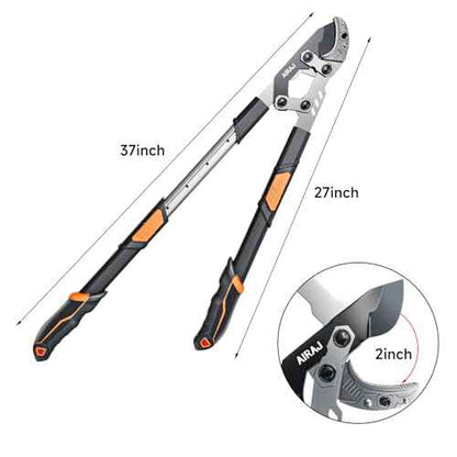 AIRAJ 27-37'' Extendable Anvil Loppers,Tree Trimmer Heavy Duty with Compound Action,Branch Cutter with 2¡± Cutting Capacity,Chops Thick Branches Ease,Garden Lopper for Gardening Pruning Shears