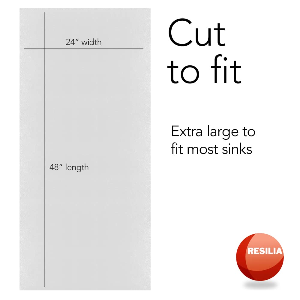 RESILIA Premium Under The Sink Mat- Large Universal Size, Cut to Fit Cabinets, Shelf & Drawer Liners, Thick Plastic Diamond Plate Surface, 24 x 48 inches, Beige/Tan, Made in The USA