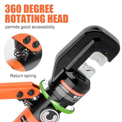 HZLZRZ Hydraulic Crimping Tool and Battery Cable Crimper Tool, Rope Cutter, Wire Crimping Tool Range 12AWG-2/0AWG, 9 Pairs Of Dies For Electrical Terminal Cable Tool Kit (YQK/70)