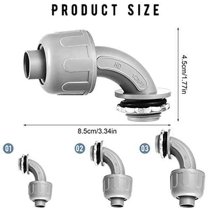 Yaomiao 50 Pcs 1/2 Inch Liquid Tight Connector PVC Electrical Conduit Fittings Straight 90 Degree Flexible Conduit Connector for Home Bathroom Tube Tool Supplies, Grey(50 Pcs)