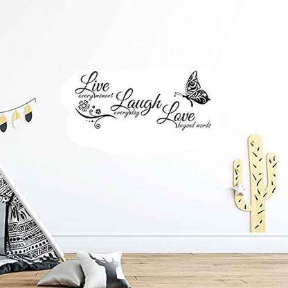 Live Laugh Love Wall Decal Art, Vinyl Live Every Moment Laugh Every Day Love Beyond Words Wall Decor Stickers Motivational Quotes for Bedroom, Removable Wall Sign Mural DIY Home Decoration(13.8Wx30L)