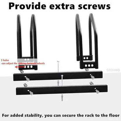 WALMANN 2 Bikes Floor Bike Stand, Bike Parking Rack Garage Bike Storage Stand Indoor/Outdoor 22-28" Wheel Stand, Max. Tire Width 2.1"