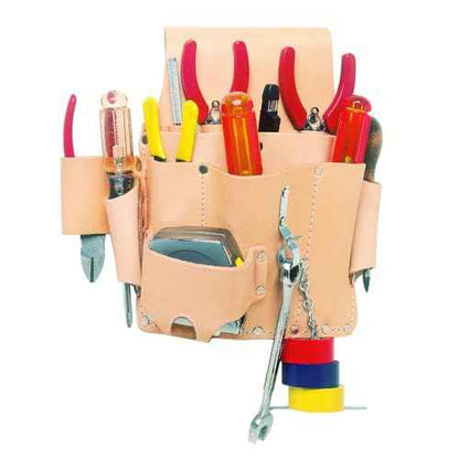 CLC Custom Leathercraft W500 Electrician's Tool Pouch, Heavy Duty, 8-Pocket, Tan