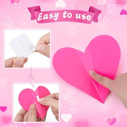 NOVWANG 120 PCS Valentines Day Wall Decorations, 3D Heart Red Rose Pink Valentine Wall Stickers Wall Decals, for Wedding Anniversary Party Bedroom Home Office Nursery Elementary Classroom Decor