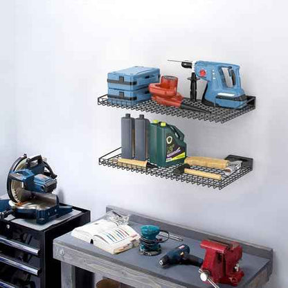 TORACK Wall-Mounted Storage Shelves, Mixed-Size Garage Shelving for Closet & Laundry Room, Heavy-Duty Wall Shelf Holds Up to 65 lbs(Black)