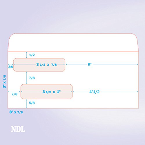 NextDayLabels #9 Double Window Check Envelopes - 500 Pack Ready-Seal Security Tinted Envelopes for QuickBooks, Sage 100, Blackbaud Checks - Self-Sealing Laser-Compatible - Made in USA