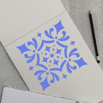 4Pcs Tile Stencils for Painting Floor DIY Crafts Reusable Plastic Stencils for Painting on Wood Wall Fabric Canvas Furniture