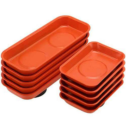 10 Piece Orange Magnet Screw Tray Set, Small Stainless Steel Magnetic Trays, Metal Magnetic Tool Tray Magnetic Socket Trays for Small Parts, Bolts, Pins Tools Organization, 2 Sizes