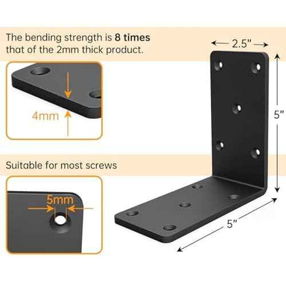 5x5x2.5¡° Heavy Duty Angle Bracket£¬ (8PCS) L Bracket for Shelves Fence Pergola Post Wood£¬90 Degree Corner Brace for Floating Shelf Countertop Support