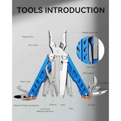 MINI Multitool Pliers,14-In-1 Survival Gear For Outdoor,Home,And Auto RepairBirthday Christmas Gifts For Men Boyfriend Dad Husband(Blue)