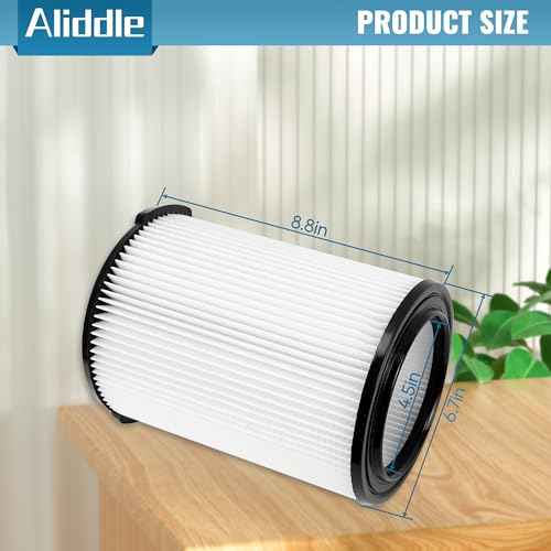 Standard Wet or Dry Vac VF4000 Filter Replacement Compatible with ridgd 5-20 Gallons Vacuum Cleaner, Husky 6-9 Gal WD5500 WD0671 RV2400A RV2600B,4 Pack Dust Filters for Vacuum Cleaners