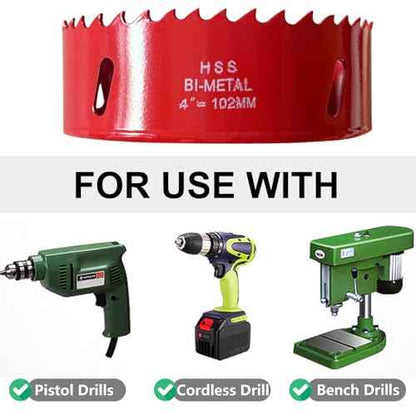 4 Inch Hole Saw with Arbor HSS Hole Saw with Mandrels M42 Bi-Metal Hole Cutter, Drilling Soft Wood, Plywood, Drywall, PVC