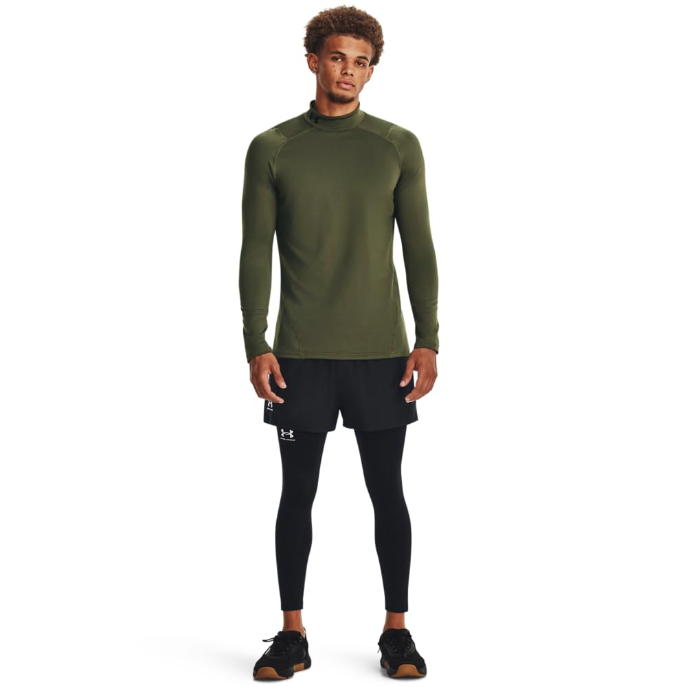 Under Armour Men's ColdGear Armour Fitted Mock, (390) Marine OD Green / / Black, Medium Tall