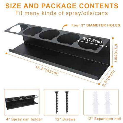 Aerosol Spray Can Holder Rack 4 Packs, Spray Bottle Organizer Wall Mounted Heavy-Duty Steel Paint Bottle Storage Rack for Garage and Workspace