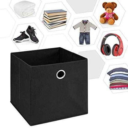 i BKGOO Foldable Storage Cube Drawer Bins Collapsible Fabric Storage Boxes with Round Metal Grommets for Organizing Shelf Nursery Home Closet 4Pack&6Pack 11x11x11 inch (6 Pack Black, 11x11x11 inch)