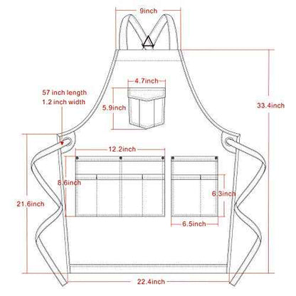 Jeanerlor - Mens Woodworking Hairdresser Tool Apron with Pockets for Welding Men - Aprons Cobbler Cross Straps & Adjustable L to XXL (Blue) Plus Size
