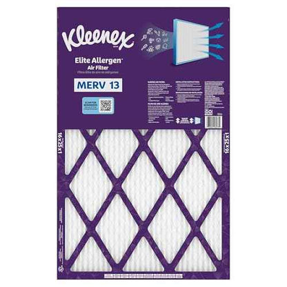 Kleenex Elite Allergen Air Filter 16x25x1 Inches - 13 MERV RATING (2-Pack)