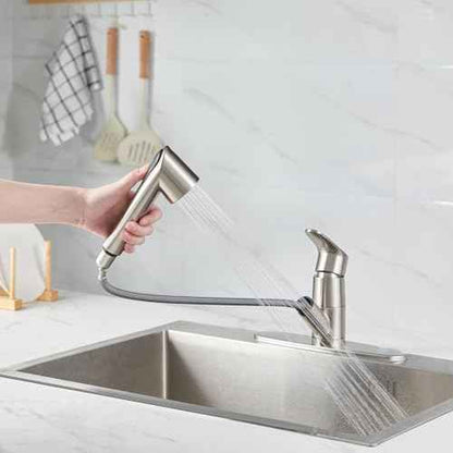 Kitchen Faucet with Pull Down Sprayer, Single Level Stainless Steel Kitchen Sink Faucets, Single Handle High Arc Brushed Nickel Pull Out Kitchen Faucet