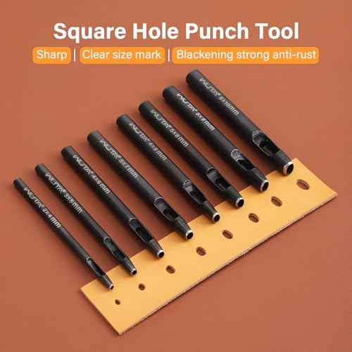 WUTA 8 Size Oval Leather Hole Punch,Carbon Steel Belt Hole Puncher, Leather Hand Punching Tool for Leathercraft Working
