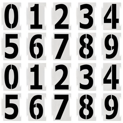Number Stencils 4 inch Curb, 20Pcs 0-9 Address Curb Stencil Kit Reusable Plastic Numbers Interlocking Stencils for Painting Address on Wall Wood Road Mailbox