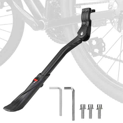 Bike Kickstand for 24-29 Inch Adult Bicycle, Adjustable Aluminum Bicycle Kickstand, Kick Stand for Mountain/Road/E-Bike Black