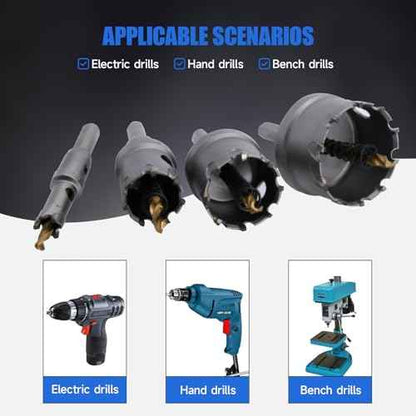 Pro Edge 20pcs Carbide Hole Saw Kit for Hard Metal, TCT 1/2"-2-1/4" Hole Cutter Set for Stainless Steel, Iron, Alloy, Aluminum, with Two Extra Titanium Plated Pilot Center Drill and Two L-Wrench