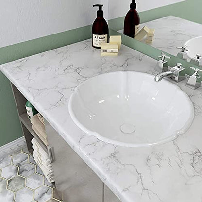 Decotalk Marble Contact Paper Marble Wallpaper Peel and Stick Marble Countertop Vinyl Wrap Waterproof Matte White Marbles Contact Paper for Kitchen Counter Removable Wallpaper Vinyl Marbles 12"x120"