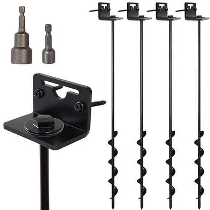 VASGOR 24¡± Mobile Home Anchors - Ground Anchor Screw in with Brackets and Adapter for Drill - Earth Anchors - Storage Shed and Swing Anchor Kits