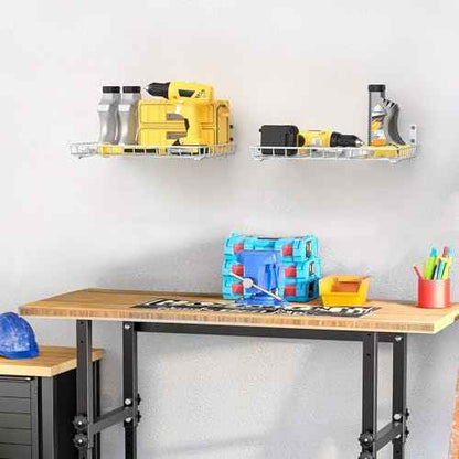 WALMANN Wall Shelves, 12 * 18 inch Wall-Mounted Storage Shelves for Garage, Closet, Laundry Room, Heavy Duty Wall Shelving, Holds Up to 60 lbs(Pack of 2, White)