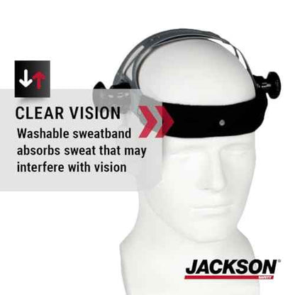 Jackson Safety 370 Speed Dial Replacement Ratcheting Headgear for Welding Helmets - Oversized Adjuster Knob, Adjustable Sliders, Hood Locks Up/Down, Patented Quick-Fit Rear Swivel Headband, Washable Sweatband - Made in USA