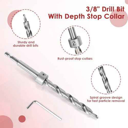 Pocket Hole Jig Kit, Adjustable Aluminum Pocket Hole System, Portable Screw Jig Set Guides Joint Carpentry Locator Woodworking Tools with Wooden Hole Plugs
