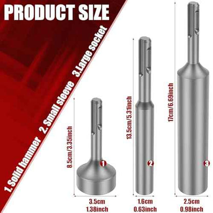 3PCS SDS Plus Ground Rod Driver Professional SDS Plus Ground Rod Bits Driver Socket One Piece Design for Commercial Industrial
