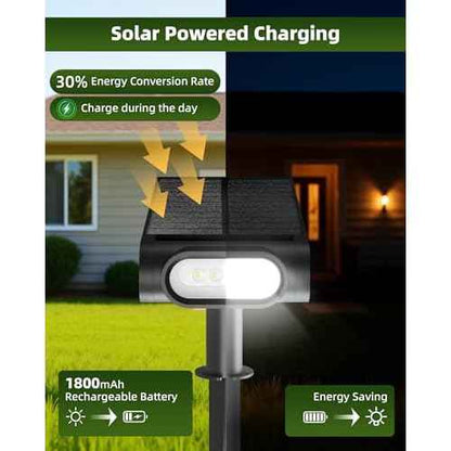 EZVALO Solar Spot Lights Outdoor Waterproof IP67, 3 Lighting Modes Landscape Spotlights, Efficient King-Size LEDs, Solar Powered for Garden Yard Pathway (4Pack-Cool White)