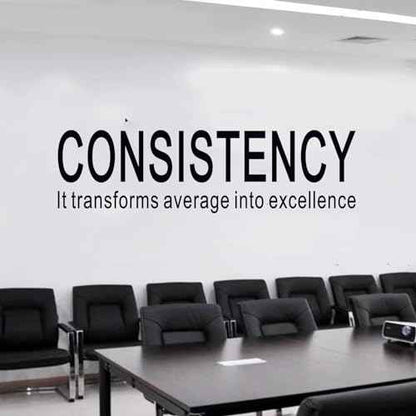 SEATUNE Office Inspirational Quotes Wall Stickers - Teamwork Positive Motivational Wall Decals - Workplace Home Vinyl Art Wall Decor - Consistency It Transforms Average into Excellence 25"X7"