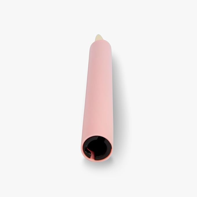 Luminara Flameless Candle Taper (1" x 9.5") Melted Top Real Wax Unscented Remote Ready Timer (Saga Rose)