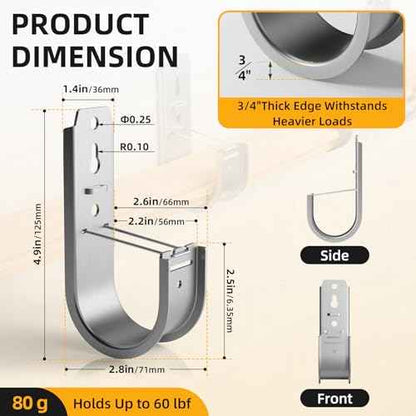 50 Pack Wall Mount J Hook with Retainer Clip,Galvanized Steel J Hooks for Cable Management,J-Hook for Hanging Cable & Wire Support Ceiling Mount to Ceilings Beams - 2 Inch