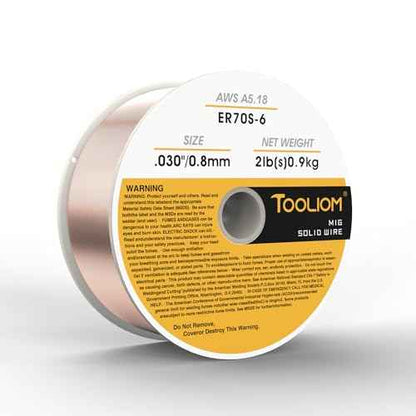 TOOLIOM ER70S-6 .030"(0.8 mm) Mild Steel MIG Solid Welding Wire on 2-Pound Spool Compatible with TL-200M TL-250M Pro