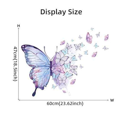 Gorgeous Blue Purple Butterflies Wall Stickers, sacinora Art Butterfly Wall Decals Removable Vinyl Peel and Stick for Living Room Bedroom Children's Room Nursery Playroom Decorations