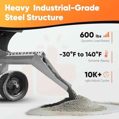 Premium Chute Extension,Compatible with Mud brand Cement Mixers,18Inch Features 15/25/35 Degree Adjustable Angles, Anti-Rust Coated, Ideal for Various Concrete Pouring and Construction Applications